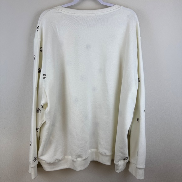 CLOVER + PINE Embroidered Dog Pawprint Cream Sweatshirt / Plus Size 3X - Picture 7 of 10